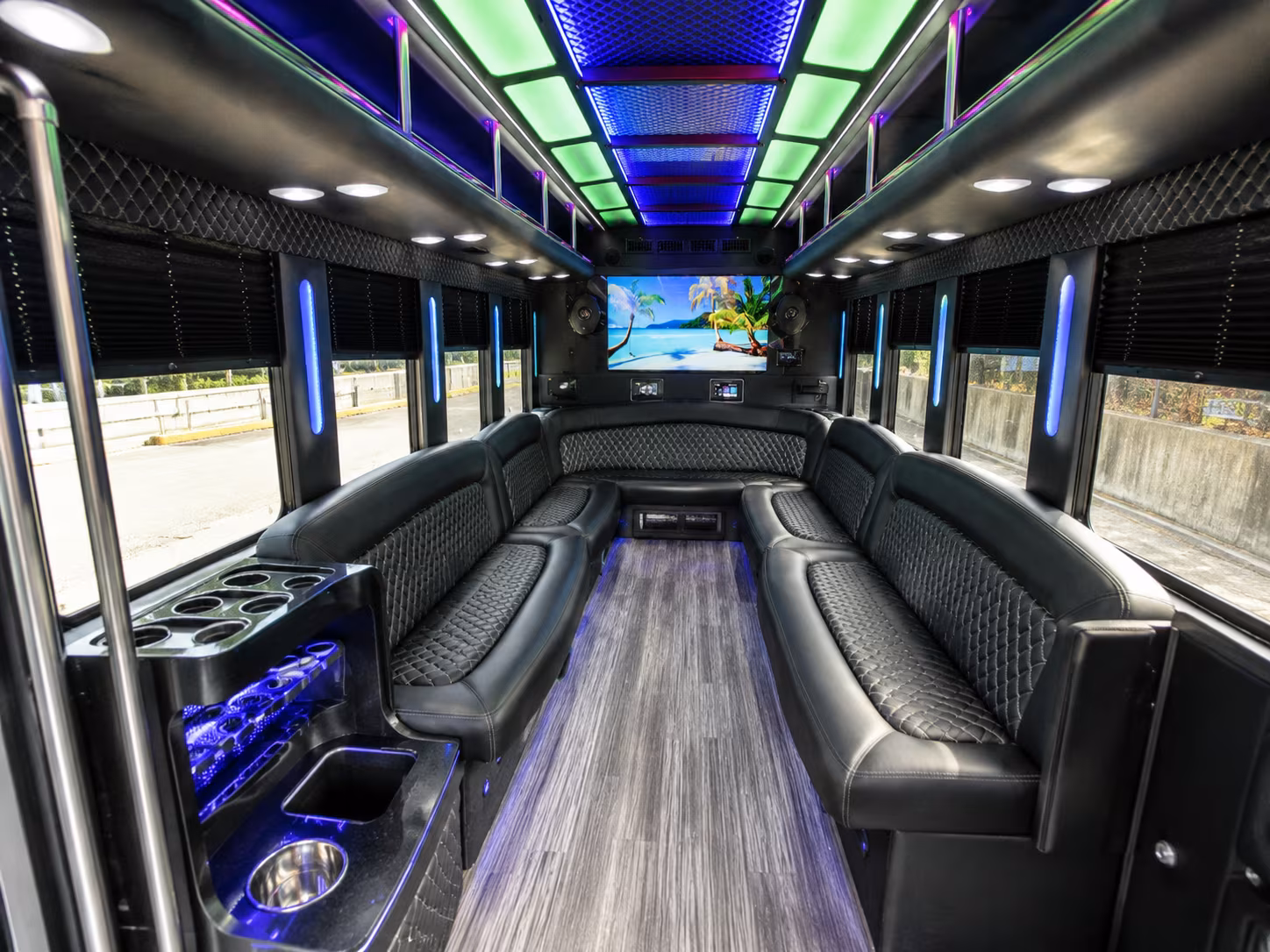 hayward 18 passenger party bus inside