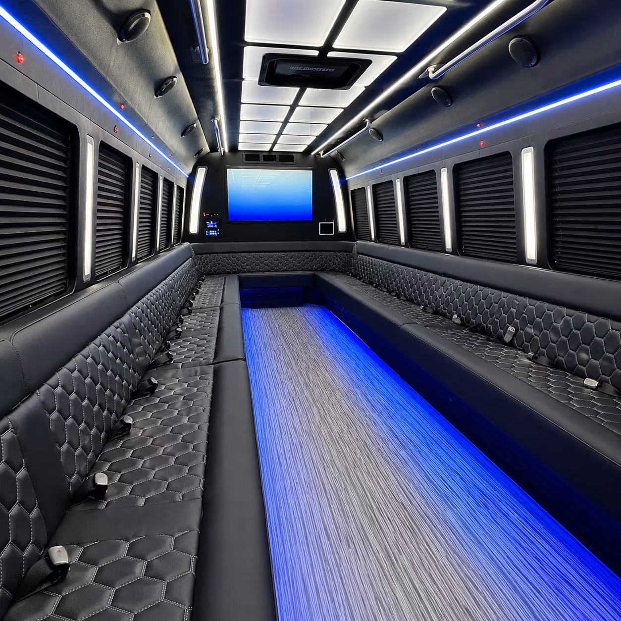 hayward 50 passenger party bus inside